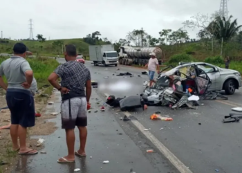 Dois morrem após colisão de carreta com veículo em trecho da BR-101 na Bahia